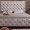 Design Boxbett PARIS 160x200cm champagner beige Samt mit Stauraum und Lattenrost