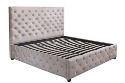 Design Boxbett PARIS 160x200cm champagner beige Samt mit Stauraum und Lattenrost