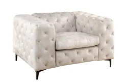 Design Chesterfield Sessel MODERN BAROCK 120cm champagner beige Samt Federkern