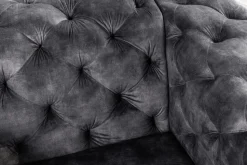 Design Chesterfield Sessel MODERN BAROCK 120cm dunkelgrau Samt