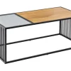 Design Couchtisch ARCHITECTURE 100cm schwarz Wildeiche Rauchglas Metall Holz
