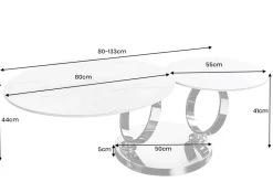 Design Couchtisch DANCING RINGS weiß rund drehbar Marmor Keramik schwarz Metall