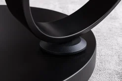 Design Couchtisch DANCING RINGS weiß rund drehbar Marmor Keramik schwarz Metall