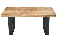 Design Couchtisch IRON CRAFT 100cm Mangoholz Eisen Industrial Design massiv schwarzes Gestell