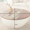 Design Couchtisch JAKARTA 70cm weiß Massivholz rund aus recycelten Fischerbooten mit Stauraum