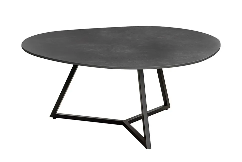 Design Couchtisch MARVELOUS 90cm anthrazit Marmor Keramik schwarzes Metall