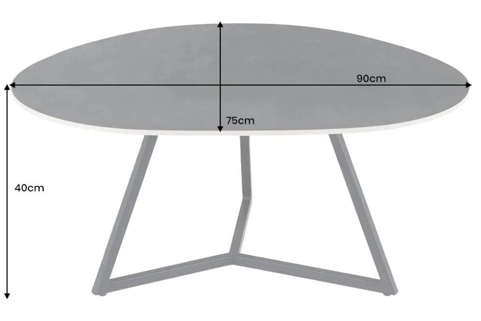 Design Couchtisch MARVELOUS 90cm anthrazit Marmor Keramik schwarzes Metall
