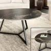 Design Couchtisch MARVELOUS 90cm schwarz gold sand Aurora Oro Keramik Metall