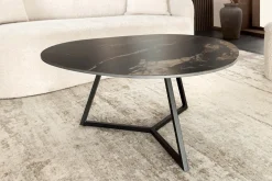 Design Couchtisch MARVELOUS 90cm schwarz gold sand Aurora Oro Keramik Metall