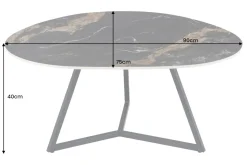 Design Couchtisch MARVELOUS 90cm schwarz gold sand Aurora Oro Keramik Metall