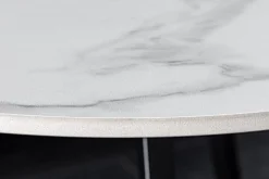 Design Couchtisch MARVELOUS 90cm weiß Marmor Keramik schwarzes Metall