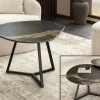 Design Couchtisch MARVELOUS 70cm schwarz gold sand AURORA ORO Keramik Metall