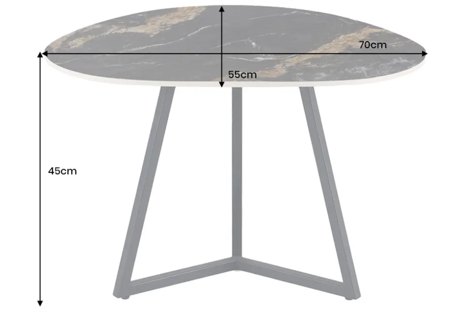 Design Couchtisch MARVELOUS 70cm schwarz gold sand AURORA ORO Keramik Metall