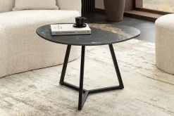 Design Couchtisch MARVELOUS 70cm schwarz gold sand AURORA ORO Keramik Metall