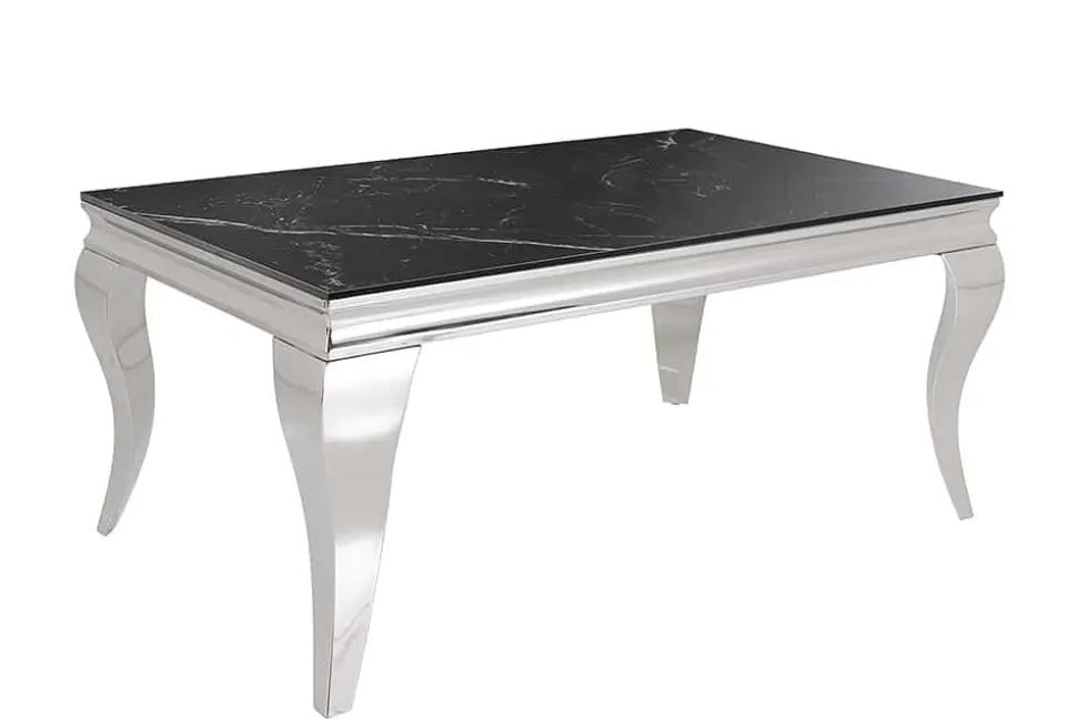 Design Couchtisch MODERN BAROCK 100cm schwarz anthrazit chrom Keramik Marmor