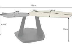 Design Couchtisch MOVEMENT rost Pentagon drehbar Travertin Keramik schwarz Metall