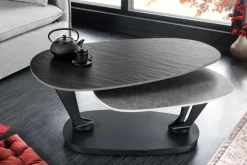 Design Couchtisch MOVEMENT schwarz grau rund drehbar Keramik Metallgestell