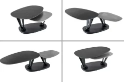 Design Couchtisch MOVEMENT schwarz grau rund drehbar Keramik Metallgestell