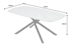 Design Couchtisch OSAKA 110cm weiß Keramik schwarz Sterngestell Metall