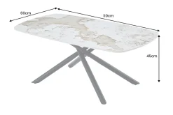 Design Couchtisch OSAKA 110cm weiß schwarz Pandora Keramik mit Sterngestell