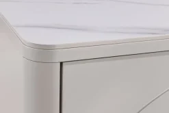 Design Couchtisch SAVOY 120cm kaschmir weiß Keramik Marmor mit Schubladen