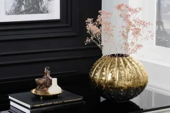 Design Deko Vase ABSTRACT 30cm gold Handarbeit Hammerschlag