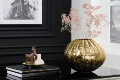 Design Deko Vase ABSTRACT 30cm gold Handarbeit Hammerschlag