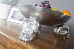 Design Deko-Schale SKULL 35cm silber Aluminium Totenkopf