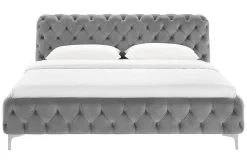 Design Doppelbett MODERN BAROCK 180x200cm grau Samt Chesterfield