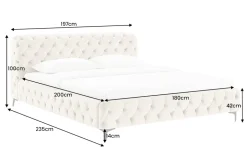 Design Doppelbett MODERN BAROCK 180x200cm champagner strukturierter Samt Chesterfield