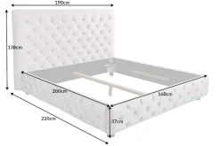 Design Doppelbett PARIS 160x200cm grau Samt Chesterfield Polsterbett