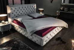 Design Doppelbett PARIS 180x200cm silber grau Samt Chesterfield