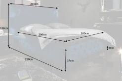 Design Doppelbett PARIS 180x200cm dunkelblau Samt Chesterfield