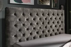 Design Doppelbett PARIS 180x200cm grau Samt Chesterfield