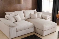 Design Ecksofa ATMOSPHERE XL 245cm champagner beige Cord Federkern inkl. Kissen