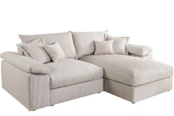 Design Ecksofa ATMOSPHERE XL 245cm champagner beige Cord Federkern inkl. Kissen