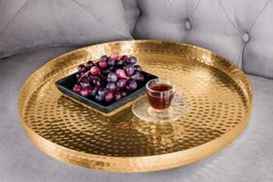 Design 2er Set Beistelltisch ELEMENTS 55cm gold handmade rund