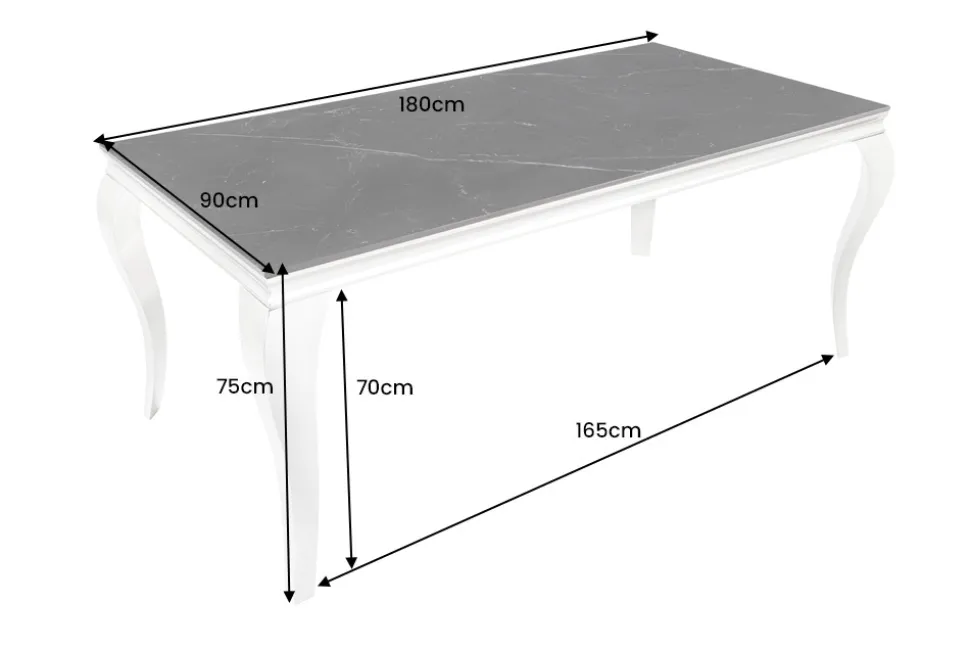 Design Esstisch MODERN BAROCK 180cm schwarz anthrazit chrom Keramik Marmor