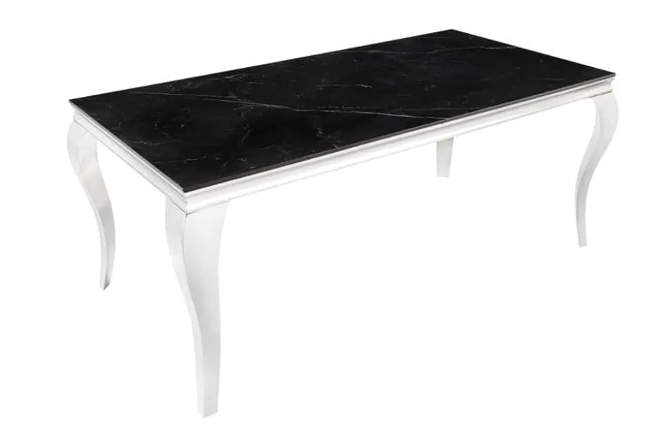 Design Esstisch MODERN BAROCK 180cm schwarz anthrazit chrom Keramik Marmor