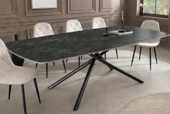 Design Esstisch OSAKA 160cm anthrazit Keramik schwarz Sterngestell Metall