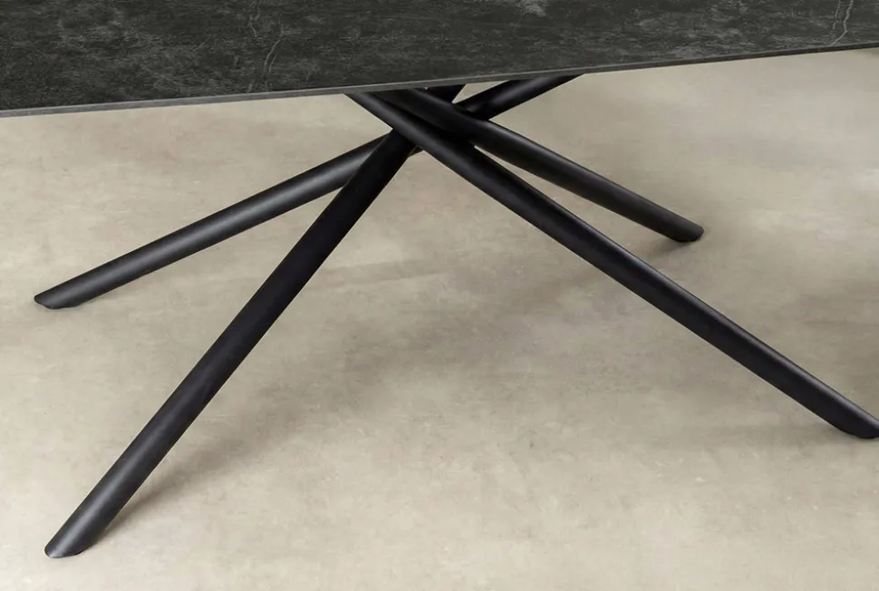 Design Esstisch OSAKA 160cm anthrazit Keramik schwarz Sterngestell Metall