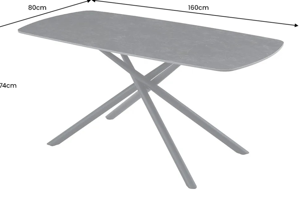 Design Esstisch OSAKA 160cm anthrazit Keramik schwarz Sterngestell Metall