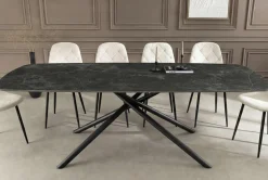 Design Esstisch OSAKA 160cm anthrazit Keramik schwarz Sterngestell Metall
