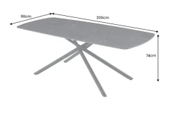 Design Esstisch OSAKA 200cm anthrazit Keramik schwarz Sterngestell Metall