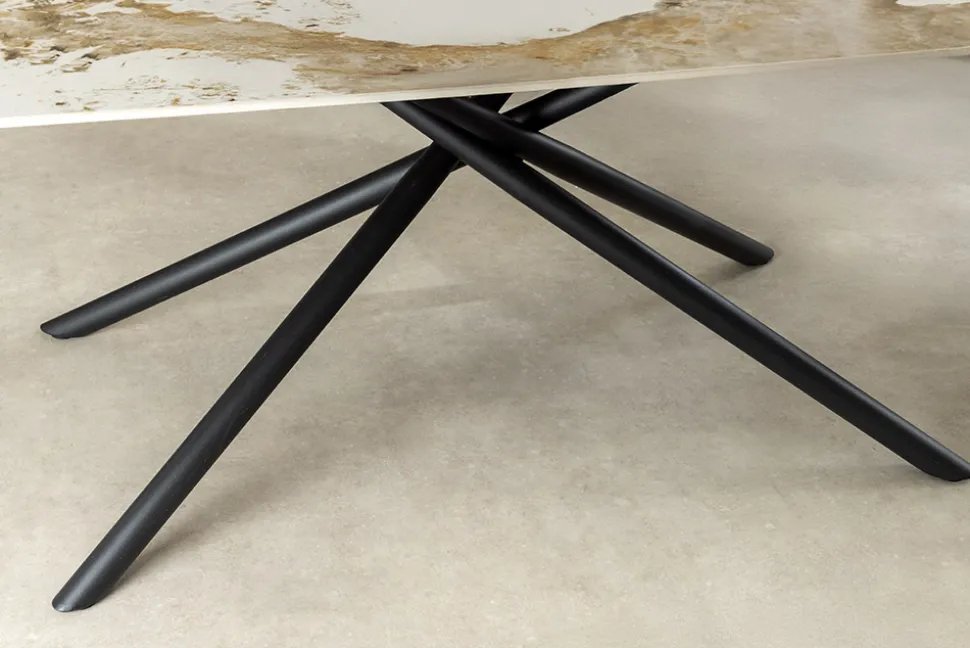 Design Esstisch OSAKA 200cm weiß schwarz Pandora Keramik Sterngestell Metall