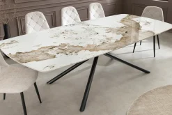 Design Esstisch OSAKA 200cm weiß schwarz Pandora Keramik Sterngestell Metall