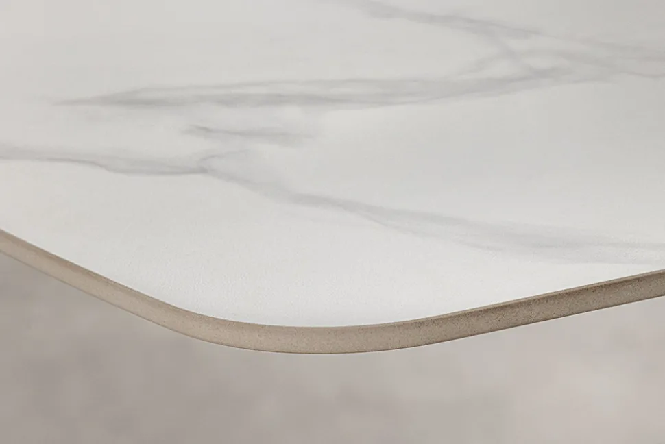 Design Esstisch OSAKA 160cm weiß Keramik schwarz Sterngestell Metall