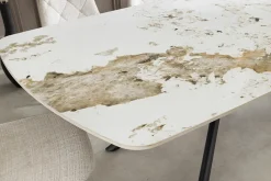 Design Esstisch OSAKA 160cm weiß schwarz Pandora Keramik Sterngestell Metall