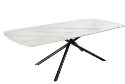 Design Esstisch OSAKA 200cm weiß Keramik schwarz Sterngestell Metall