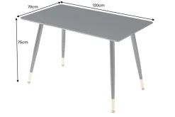 Design Esstisch PARIS 120cm schwarz Eichenholz mit goldenen Fußkappen